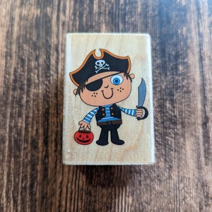Trick or Treat Pirate Wood Mounted Rubber Stamp