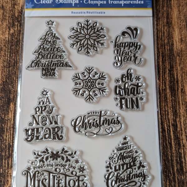 Holiday Sentiment Clear Cling Stamp Set 9pc
