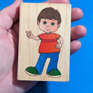 Boy Stamp, Charlie Boy Wood Mounted Rubber Stamp USED