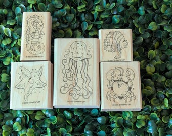 Ocean Sea Stampin Up! Vintage Rubber Stamps 2003, Set of 5.