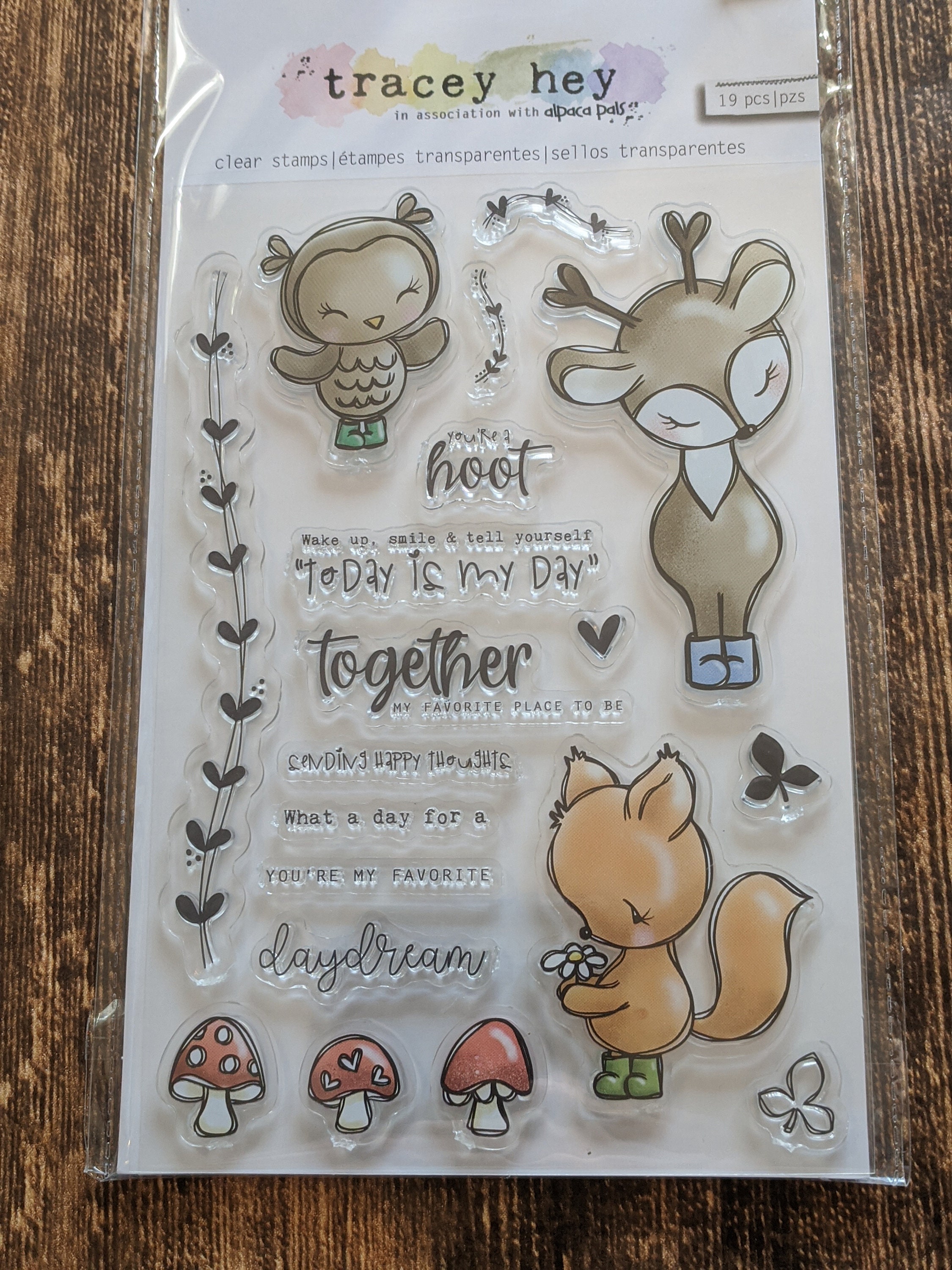 Owl, Deer, Fox Clear Cling Stamp Set by Tracey Hey With Alpaca Pals 