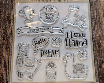 Stamp - Llama/Cactus Clear Cling Stamp Set 12pc