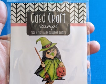 Witch Stamp, Halloween Stamps, Rubber Stamp