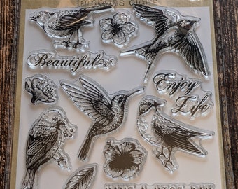 Bird Clear Cling Stamp Set 12pc