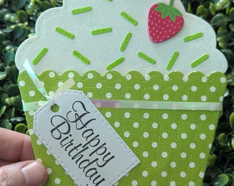 Gift Card Holder, Handmade Greeting Card, Cupcake Gift Card Holder
