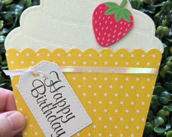 Gift Card Holder, Handmade Greeting Card, Cupcake Gift Card Holder