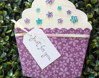Gift Card Holder, Handmade Greeting Card, Cupcake Gift Card Holder