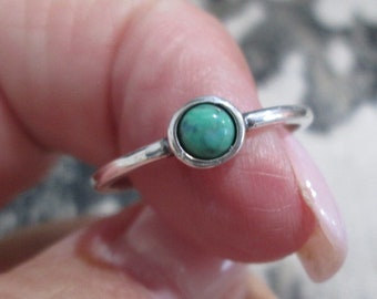 Dainty Turquoise Sterling Ring>Genuine Turquoise Ring,925 ring,Minimalist,Dainty Jewelry,Southwestern,Boho,Children's ring,Stacking ring