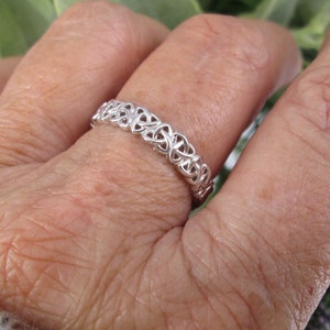 925 Sterling Silver Celtic Band Ring&gt;925 Ring,925 Celtic Ring, Irish,Triquetras,Eternity Celtic Band, Wedding Ring, Friendship, 925 Sterling