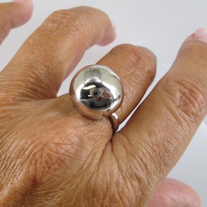 Sterling Silver Globe Ring>925 Big Ball Ring,sphere Ring
