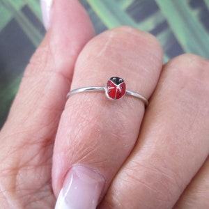 Sterling Silver LADYBUG Ring&gt;Ladybug Ring,925 Ladybird ring,Dainty Ladybug ring,Small Ladybug Jewelry,Children&#39;s ring,Sorority ring