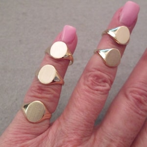 Solid 14kt.GOLD Signet Ring>14kt.Gold Signet Ring,14kt.Gold Initial Ring,14kt.Engravable ring,14kt.Gold,Monogram,Satin Finish>Blowout SALE