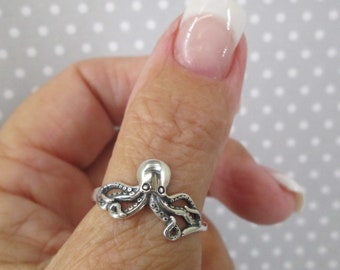 Sterling Silver OCTOPUS Ring>Octopus jewelry,Octopi,925 Octopus ring,Tentacles,Octopus Arms,Silver Octopus ring,Sterling Silver Ring,925