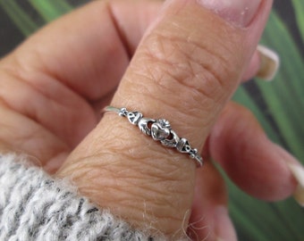 Tiny Claddagh Ring,925 Sterling Claddagh Ring,Celtic Ring,Irish,Sterling Claddagh,Dainty Claddagh Ring,Heavier Weight,Love,Friendship