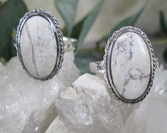 White Buffalo Turquoise ring>925 Sterling Silver White Buffalo Turquoise Ring,Sterling White Buffalo ring,Native American Ring,Southwestern