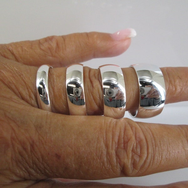 Solid Sterling Silver Bands>Heavier Weight>Narrow Band,Wide Band,925 Rings,925 Wedding Band,Solid,Polished Silver Bands,Plain Silver Band