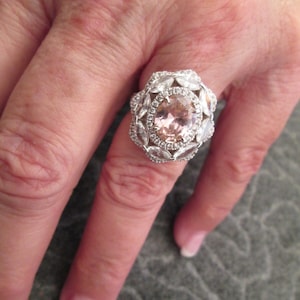 Pink &quot;Diamond&quot; Ring&gt;Engagement Ring,925 Sterling Silver Ring,Pink Diamond Ring,925 Ring,Wedding,Promise,Cocktail ring,About 5 carats total