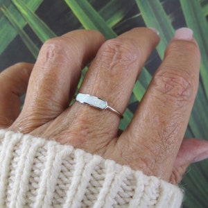 Dainty Sterling Silver OPAL Ring&gt;925 Opal Bar ring,Sterling Opal ring,Thin Silver ring,Minimalist ring,Opal Jewelry,Opal Bar ring,Boho,925