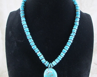 Turquoise Necklace>Turquoise Disc necklace,Turquoise jewelry,Southwestern Jewelry,Unisex,Turquoise,Genuine Turquoise,Faux Turquoise