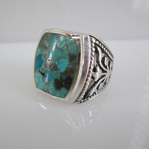 Men's Sterling Turquoise Ring>Men's Turquoise Ring,Boy's Ring,Turquoise Ring, Genuine Turquoise,Native American, Southwestern ring,925 ring