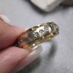 Solid 14kt.Gold two tone Band&gt;14kt.Gold two tone ring,14kt.Gold Ring,14kt.Gold Wedding Band,Thumb ring,Solid 14kt.Gold jewelry,Designer Band