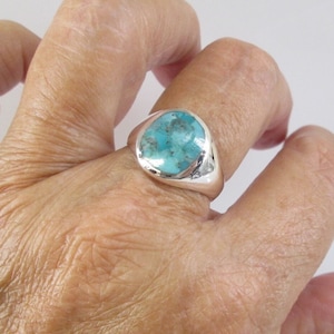 Men&#39;s Sterling Turquoise Ring&gt;Men&#39;s Ring,Boy&#39;s Ring,Genuine Turquoise Ring,Native American,Southwestern Turquoise ring,Heavy Silver