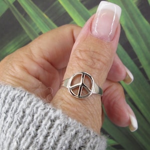Sterling silver peace rings hotsell