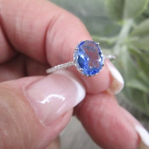 Oval Cut TANZANITE Halo Ring&gt;925 Sterling,Tanzanite Ring,Simulated Diamonds,925 Tanzanite ring,Engagement ring,Promise ring,Sterling ring