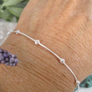Dainty Sterling Silver Chain Bracelet&gt;Dainty Ball Bracelet,Minimalist Bracelet,Silver Chain Bracelet,Stacking Bracelet,925 Sterling Silver