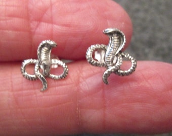 925 Sterling Silver COBRA Stud Earrings>925 Stud Earrings,Sterling Snake Studs,Spitting Cobra,Battling Cobras,Snake studs,Snakes,Unisex