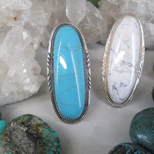 Native 925 Sterling Ring>925 TURQUOISE Ring,925 White Buffalo Ring>Native Ring>Hallmarked,Southwestern 925 Ring,925 American Tribal Ring image 2