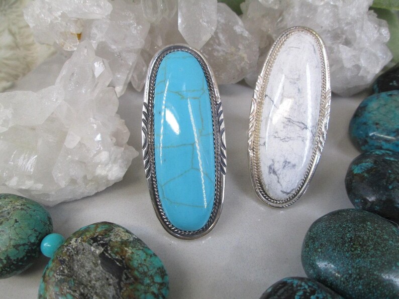 Native 925 Sterling Ring>925 TURQUOISE Ring,925 White Buffalo Ring>Native Ring>Hallmarked,Southwestern 925 Ring,925 American Tribal Ring image 2