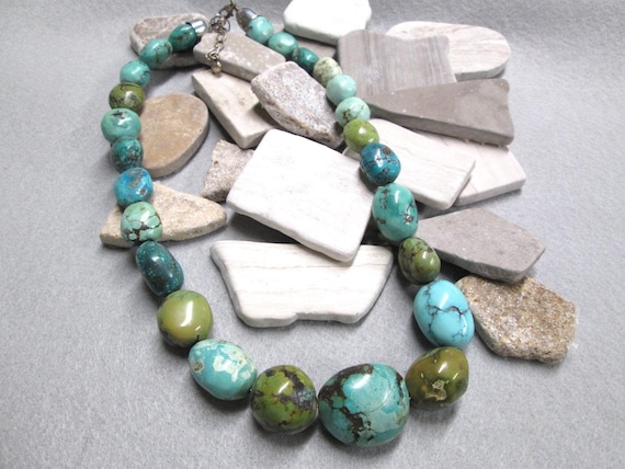 Genuine TURQUOISE Necklace>Chunky Turquoise necklace,Turquoise Necklace,Southwestern Turquoise necklace,Native Turquoise Necklace