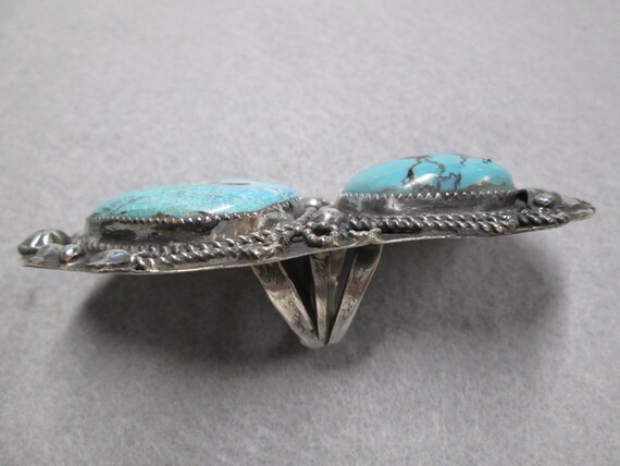 Native American Sterling Genuine Turquoise Ring>9… - image 8