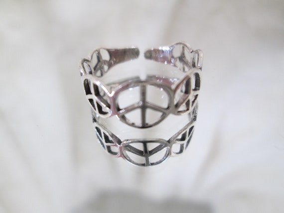 Adjustable Sterling PEACE TOE Ring/MIDI Ring>Peac… - image 2
