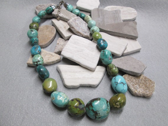 Genuine TURQUOISE Necklace>Chunky Turquoise neckl… - image 3