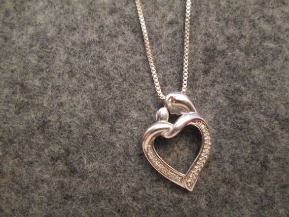 Genuine DIAMOND HEART Mother/Child Necklace>Diamo… - image 3