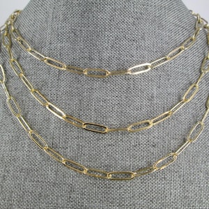 Gold Paperclip Chain>18kt.Gold Filled Paper Clip Chain,Hypoallergenic,Water Resistant,Nickel Free>3 lengths to Choose From,18ktgf. Chain