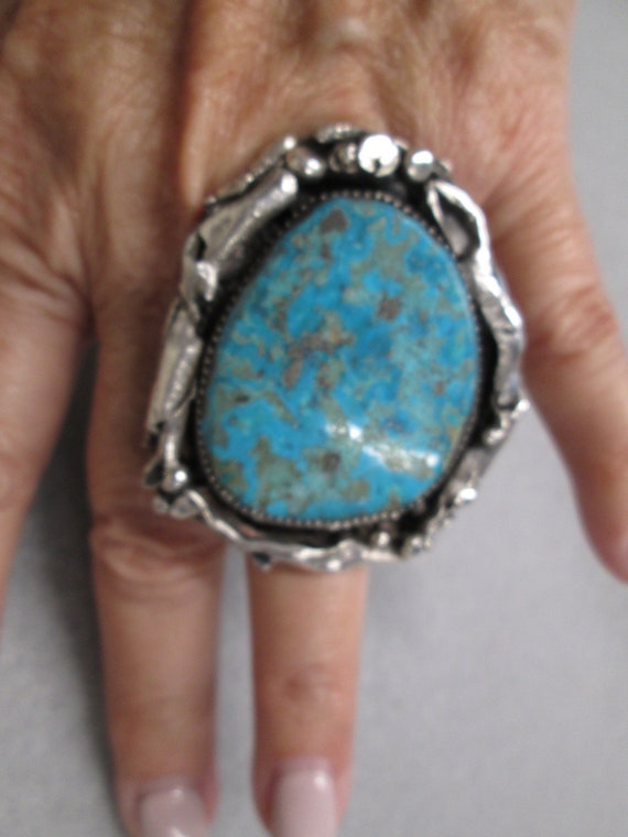 Navajo Turquoise Sterling Ring>925 Genuine MORENC… - image 2