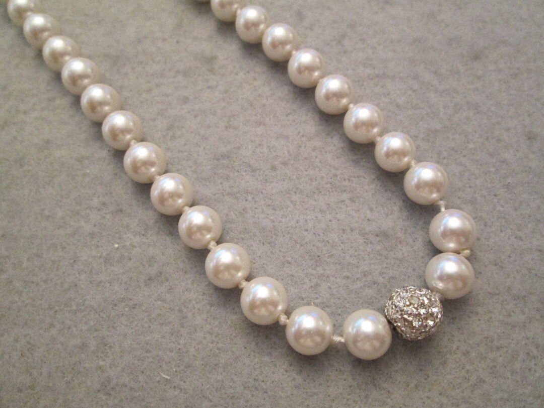 【VINTAGE HOLLYWOOD】VH Crystal Ball Pearl Necklace old-hollywood-style-long-