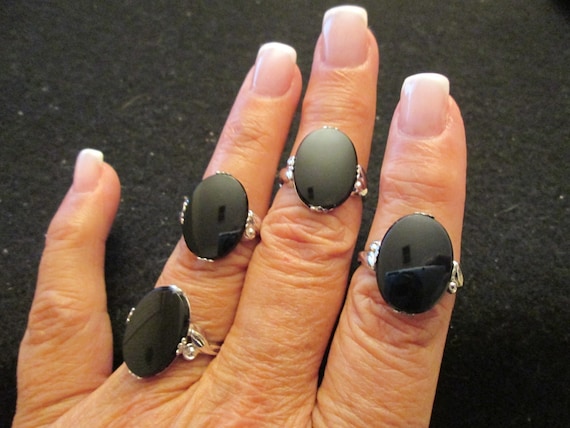 925 STERLING Silver Genuine ONYX Ring>925 Onyx ri… - image 2