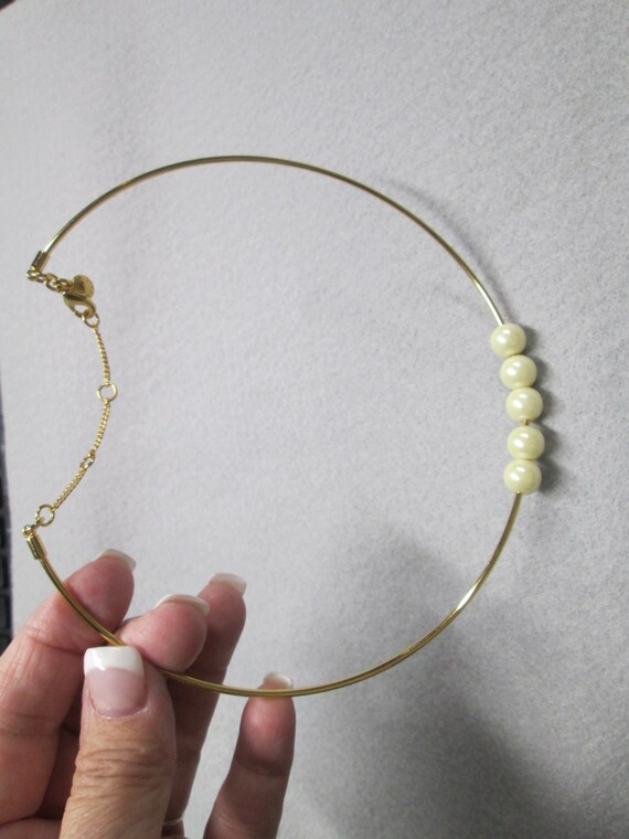 Vintage J. Crew Gold Collar with PEARLS>Pearl Nec… - image 5