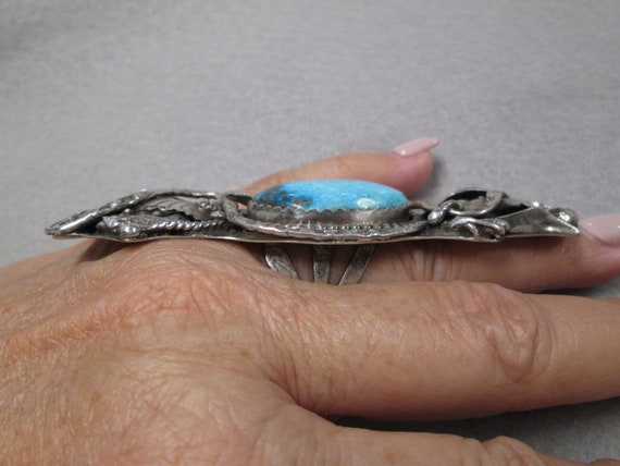 Native American Genuine Turquoise SNAKE Ring>925 … - image 4