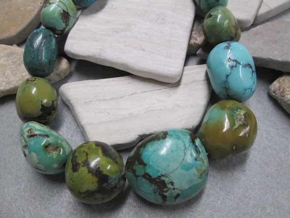 Genuine TURQUOISE Necklace>Chunky Turquoise neckl… - image 1