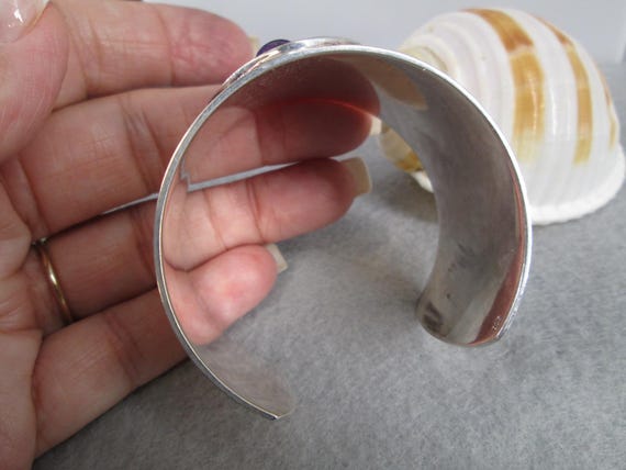 Wide Sterling Cuff>Chalice Well Silver Cuff,Amethyst Chalice Well Cuff Bracelet,925 Sterling Chalice Well Amethyst Cuff Bracelet View 4