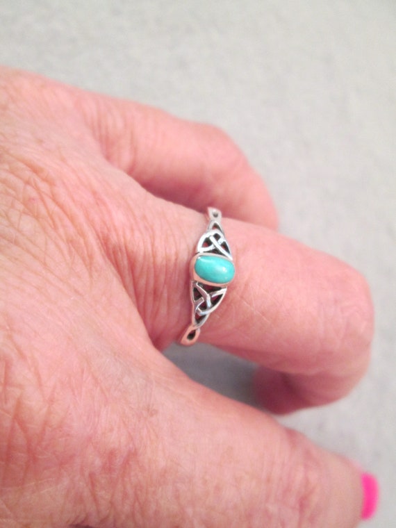 Celtic Sterling Silver TURQUOISE Ring>925 Turquois