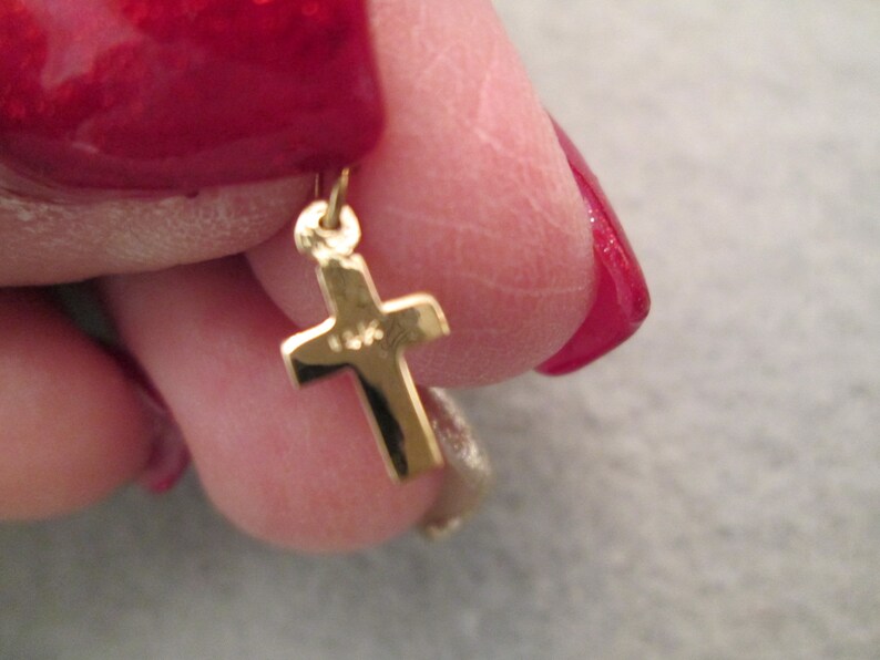 Tiny Solid 14kt.Gold CROSS Pendant/Charm>14kt.Gold Cross,Dainty 14kt.Gold Cross,14kt.Cross Pendant,Cross Charm,Gold Cross,Tiny Gold Cross image 4