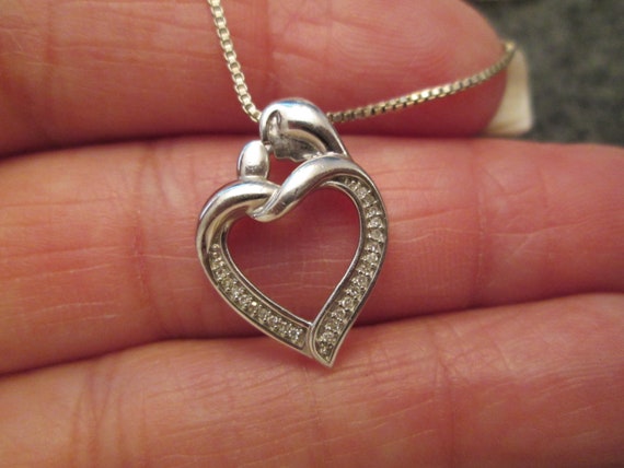 Genuine DIAMOND HEART Mother/Child Necklace>Diamo… - image 5