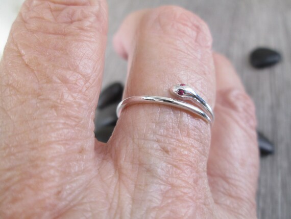 Snake Ring with Red CZ Eyes>925 Snake Silver,Ster… - image 3