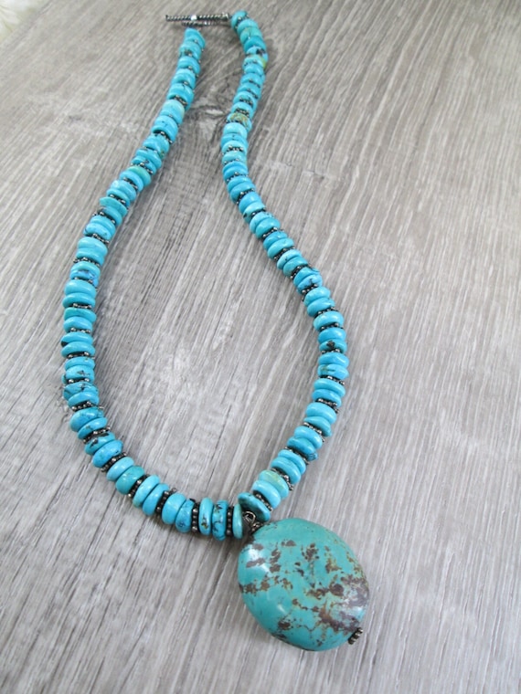 Turquoise Necklace>Turquoise Disc necklace,Turquoi